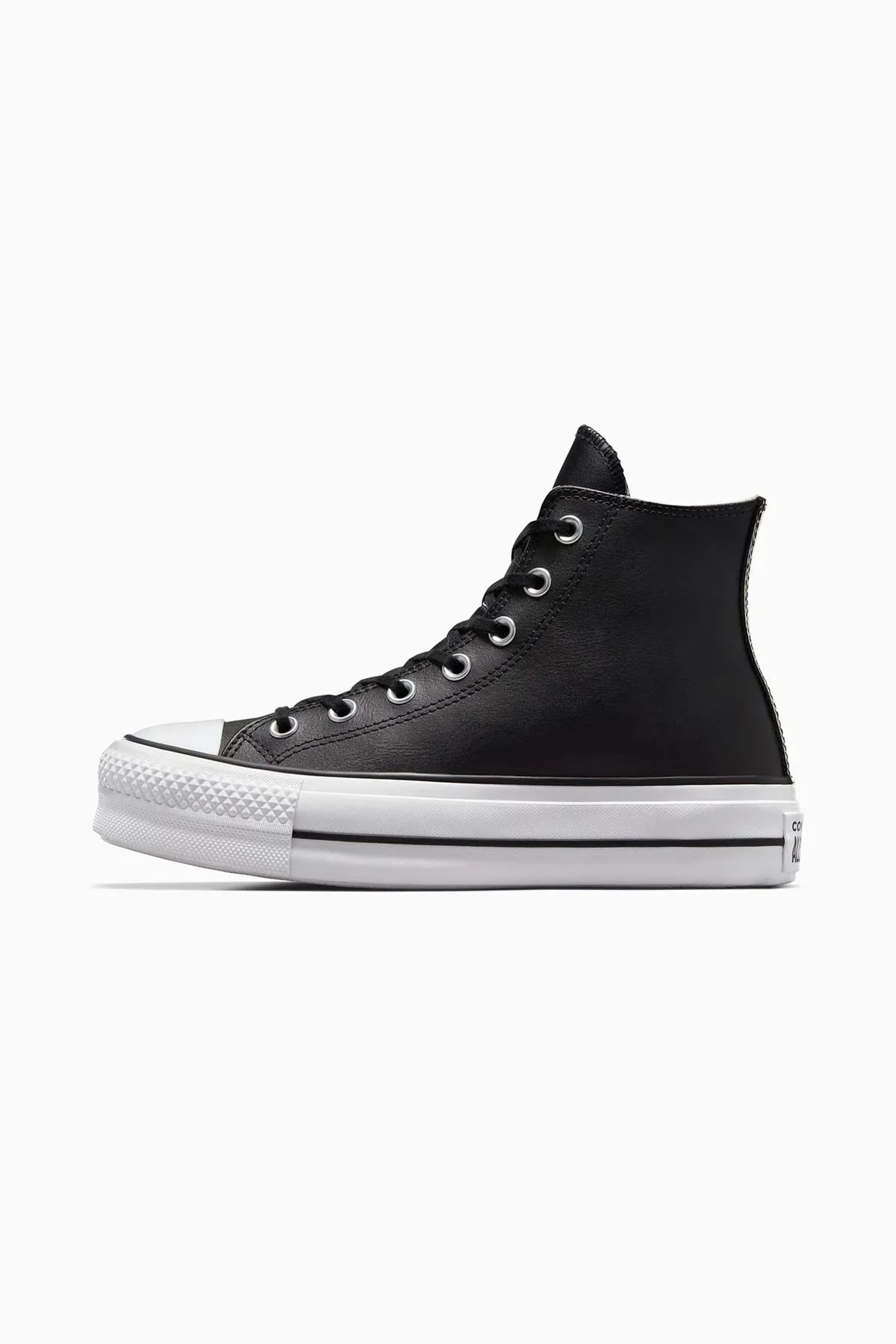 Converse All Star נעלי סניקרס אולסטאר פלטפורמה עור גבוהות בצבע שחור לנשים - Image 3