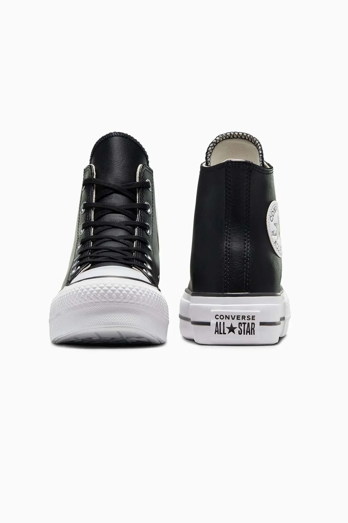 Converse All Star נעלי סניקרס אולסטאר פלטפורמה עור גבוהות בצבע שחור לנשים - Image 6