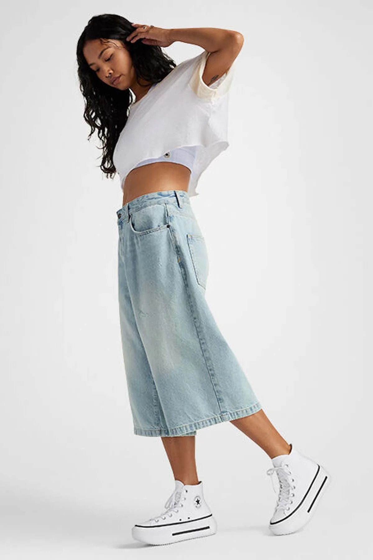 Converse All star סניקרס פלטפורמה גבוהות Lift Double Stack בצבע לבן - Image 4
